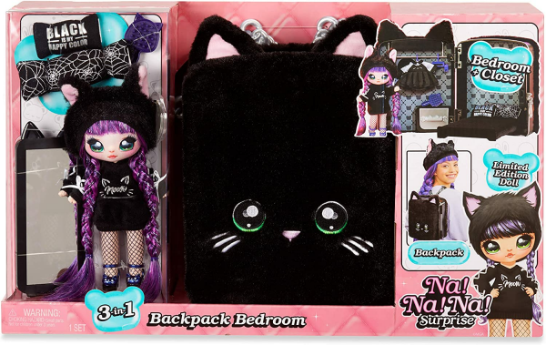 MGA Na! Na! Na! Surprise 3-in-1 Backpack Bedroom Playset Black