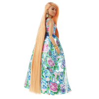 Mattel Barbie Extra Fancy Puppe im blauen Kleid mit Blumenmuster