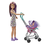 Mattel - Barbie Skipper Babysitters Inc. Puppe mit Kinderwagen, Baby &amp; Zubeh&ouml;r