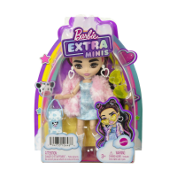 Mattel - Barbie Extra Mini Puppe Cow Print Furry Jacket