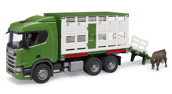 Bruder - Scania Super 560R Tiertransport-LKW mit 1 Rind