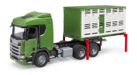 Bruder - Scania Super 560R Tiertransport-LKW mit 1 Rind