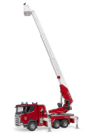 Bruder - Scania Super 560R Feuerwehr mit Drehleiter, Wasserpumpe, L+S Modul