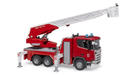 Bruder - Scania Super 560R Feuerwehr mit Drehleiter, Wasserpumpe, L+S Modul