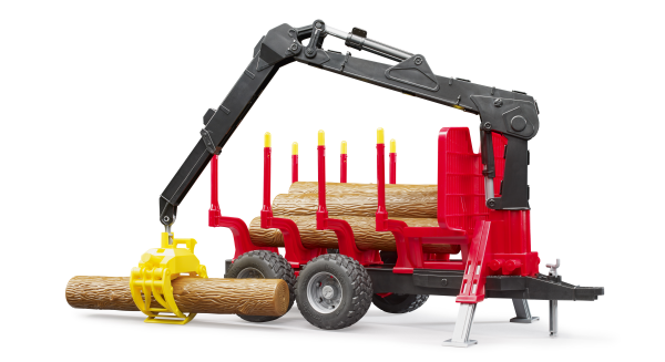 Bruder - R&uuml;ckeanh&auml;nger mit Ladekran, 4 Baumst&auml;mmen und Holzgreifer