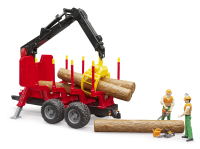 Bruder - R&uuml;ckeanh&auml;nger mit Ladekran, 4 Baumst&auml;mmen und Holzgreifer