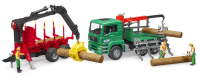 Bruder - R&uuml;ckeanh&auml;nger mit Ladekran, 4 Baumst&auml;mmen und Holzgreifer