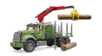 Bruder - MACK Granite Holztransport;LKW, Ladekran,Greifer+3 Baumst&auml;mmen