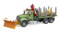Bruder - MACK Granite Holztransport;LKW, Ladekran,Greifer+3 Baumst&auml;mmen