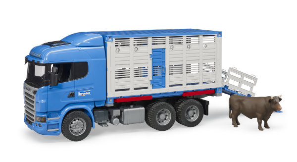 Bruder - Scania R-Serie Tiertransport- LKW mit 1 Rind