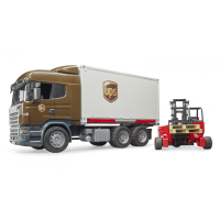 Bruder - Scania R-Serie UPS Logistik- LKW mit Mitnahmestapler