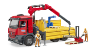 Bruder - MB Arocs Baustellen LKW mit Kran, Schaufelgreifer und 2 Paletten