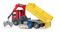 Bruder - MB Arocs Baustellen LKW mit Kran, Schaufelgreifer und 2 Paletten