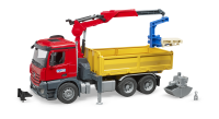 Bruder - MB Arocs Baustellen LKW mit Kran, Schaufelgreifer und 2 Paletten