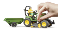 Bruder - bworld John Deere Aufsitzrasen m&auml;her, Anh&auml;nger + G&auml;rtner